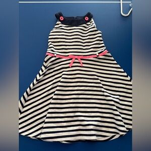 Hartstrings navy and White Striped Dress with Pink Trim sz 5